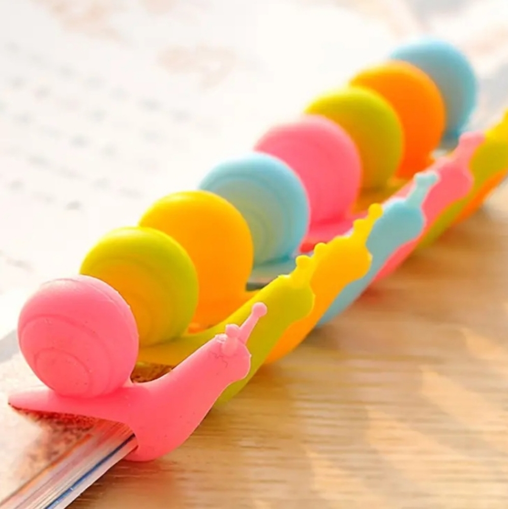 Cute Snail Shaped Silicone Tea Bag Holders, 5 piece set, multicolor